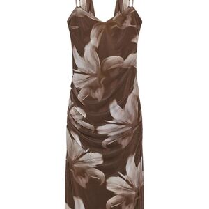 Zara Brown Tuelle Maxi Dress with Foulard